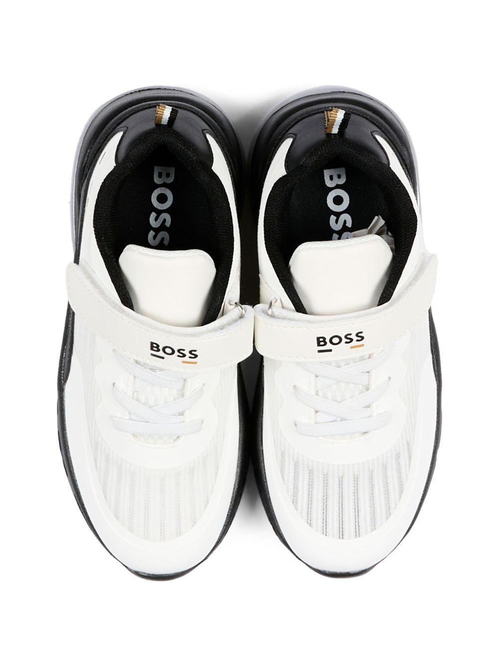 Sneakers in pelle con chiusura a strappo J52830 10P BOSS KIDSWEAR 