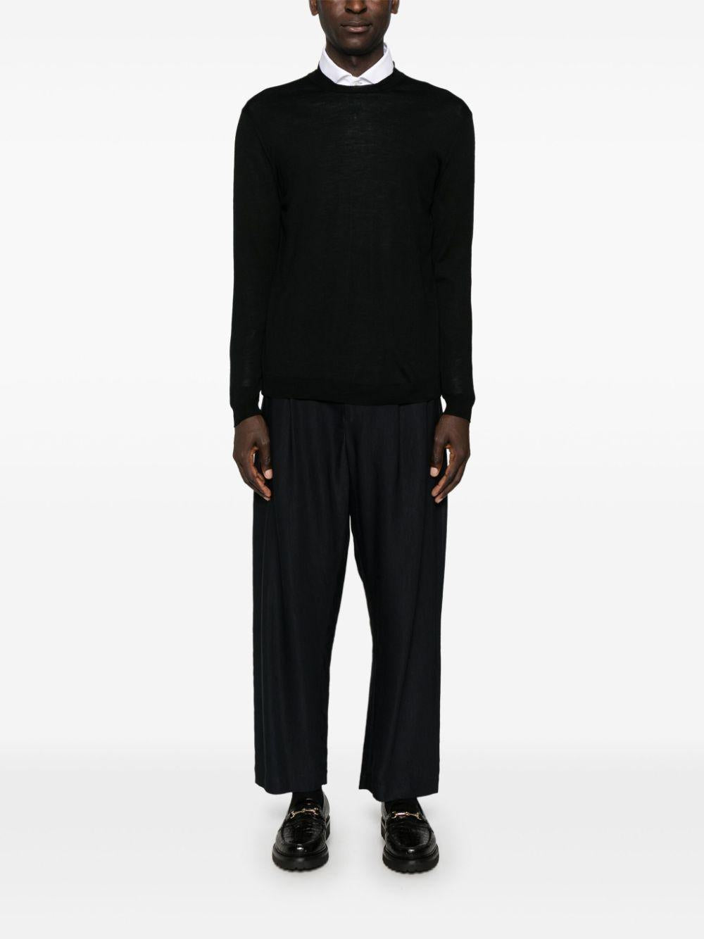 Maglione k139  nero in maglia fine lana L1MFW24256687 D001 LOW BRAND 