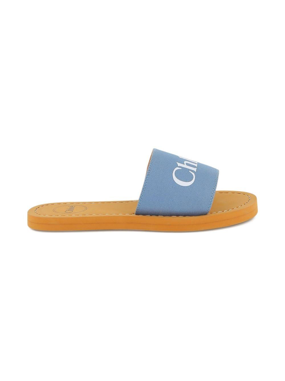 Ciabattine in tela di cotone con logo C20881 821 CHLOE KIDS 