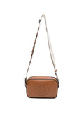 Mini borsa a tracolla in pelle con design perforato