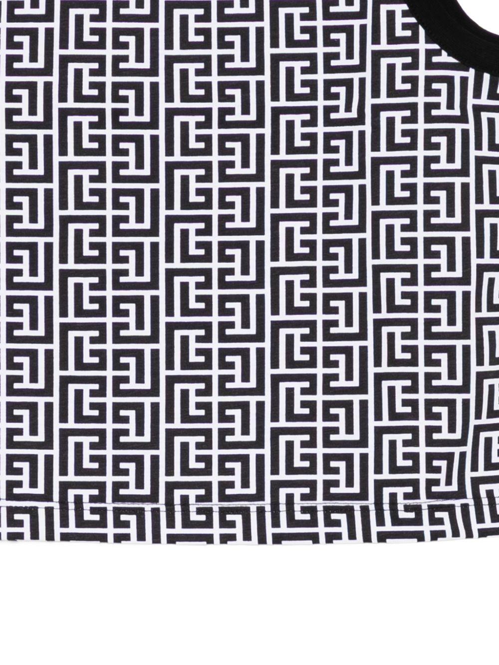 Canotta con stampa geometrica BY8B02Z3686 100NE BALMAIN KIDS 