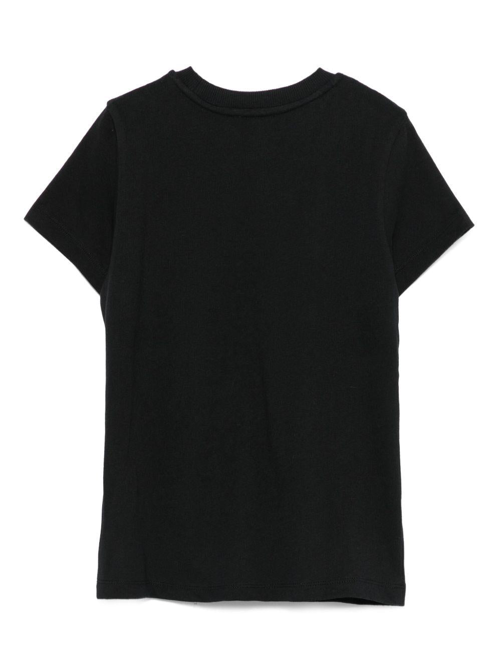 T-shirt Nera a Maniche Corte in Cotone HPM058LAA34 60100 MOSCHINO KIDS 