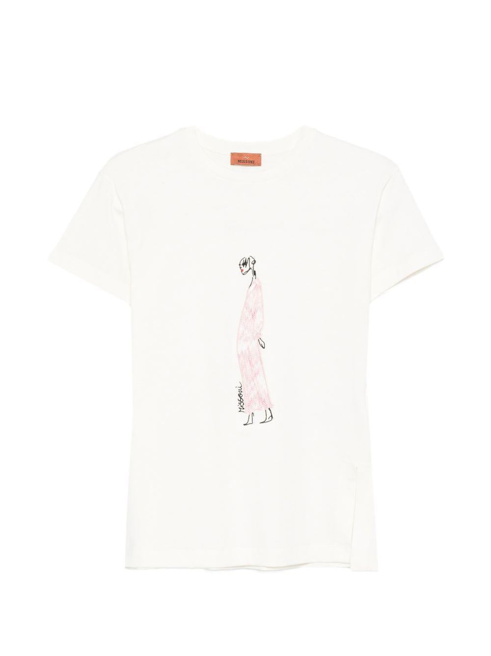 T-shirt in cotone avorio con ricamo MY8B01Z3672 102RS MISSONI KIDS 