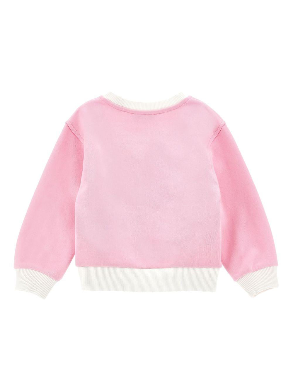 Felpa Crema e Rosa con Grafica Frontale 19F6066011 0190 MONNALISA KIDS 