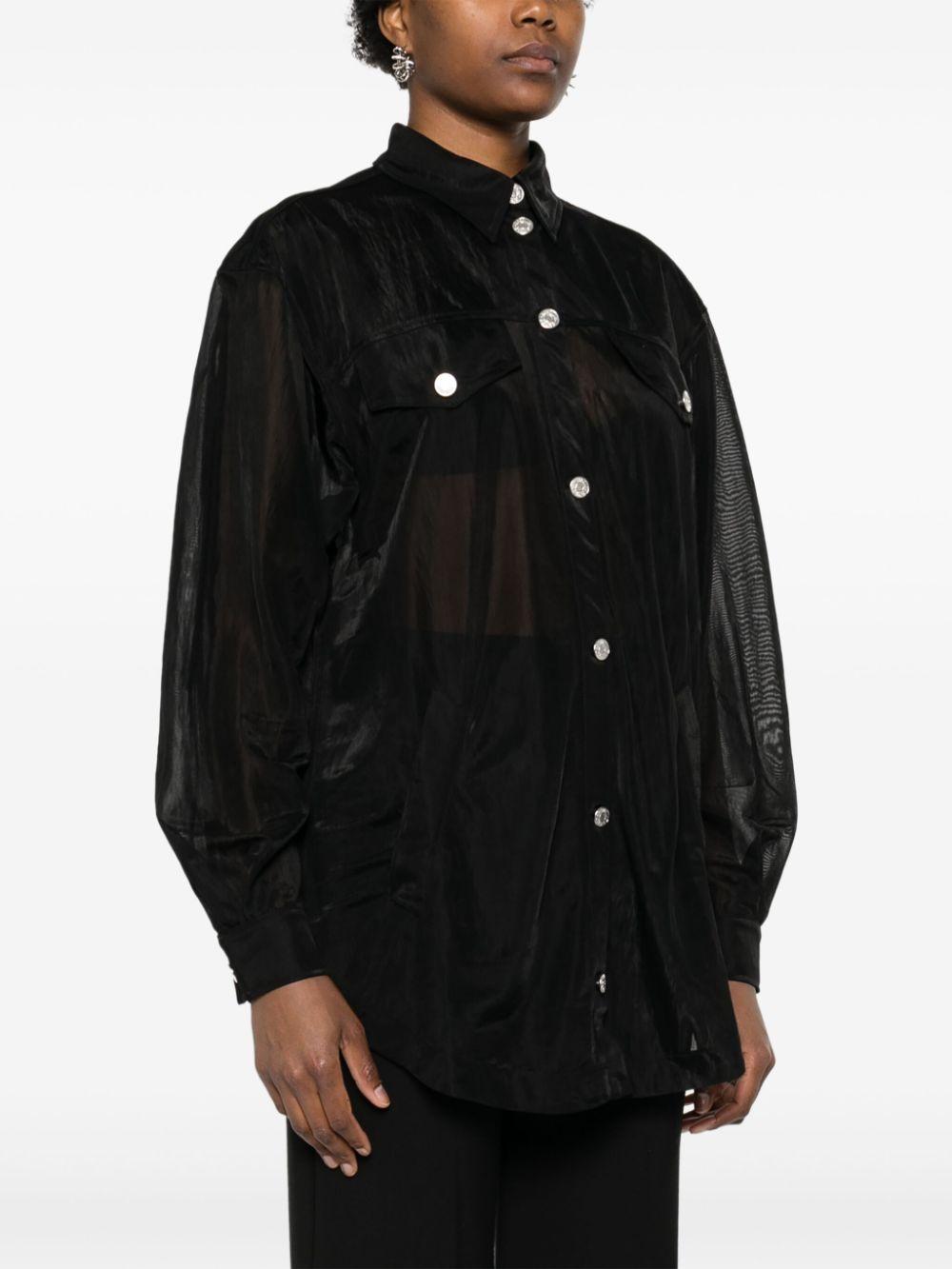 Camicia donna nera semitrasparente A02033266 0555 MOSCHINO JEANS 