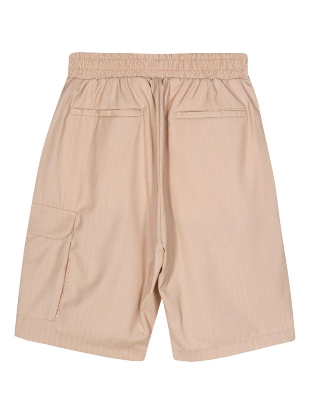 Bermuda cargo  beige a righe misto lana