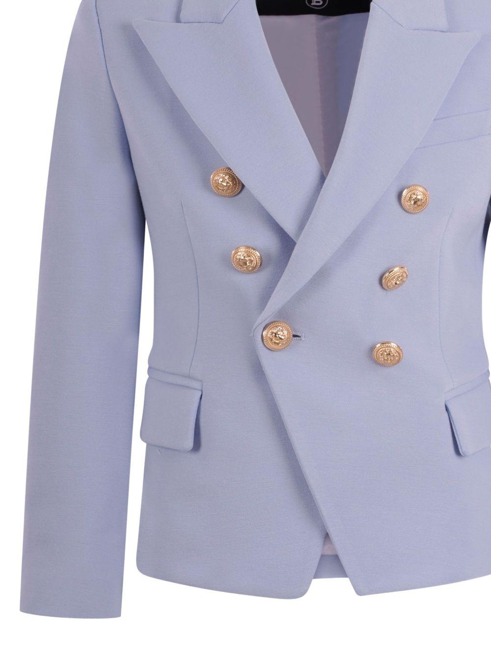 Blazer doppiopetto lavanda con bottoni dorati BY2A64J0371 652 BALMAIN KIDS 