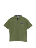 Polo verde con logo ricamato
