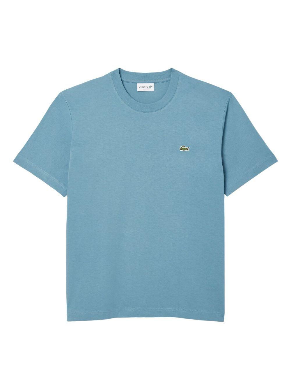 T-shirt azzurra mini logo ricamo TH7318 HD9 LACOSTE 