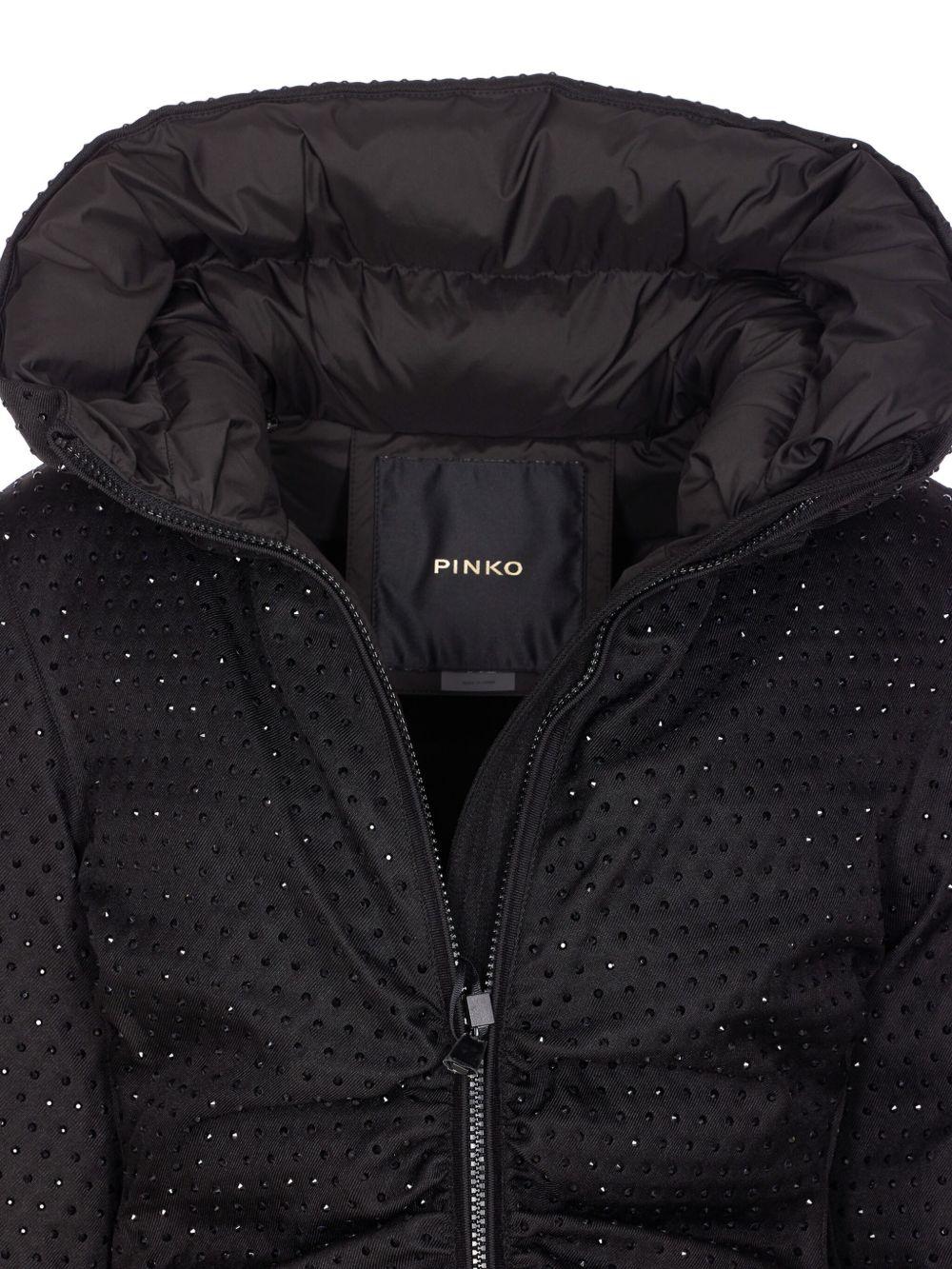 Giacca nera con collo alto e decorazione con strass 106014A2ZF Z99 PINKO 
