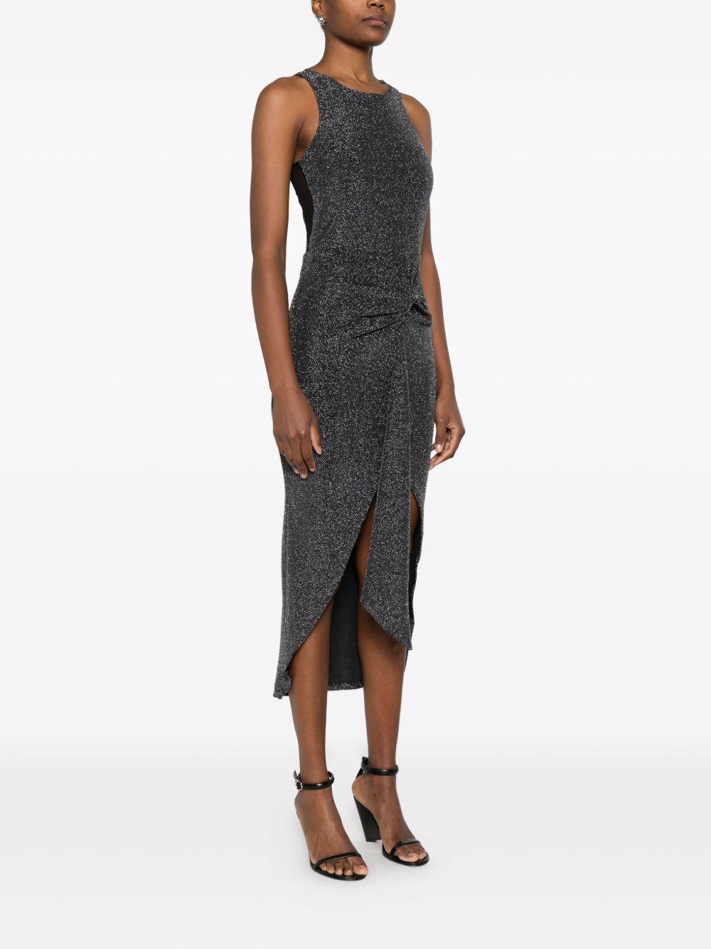 Abito nero midi drappeggiato lamé 2A2990J340 K478 PATRIZIA PEPE 