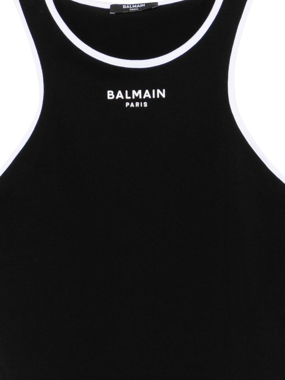 Canotta in cotone con bordi a contrasto BY8A12Z3277 930BC BALMAIN KIDS 