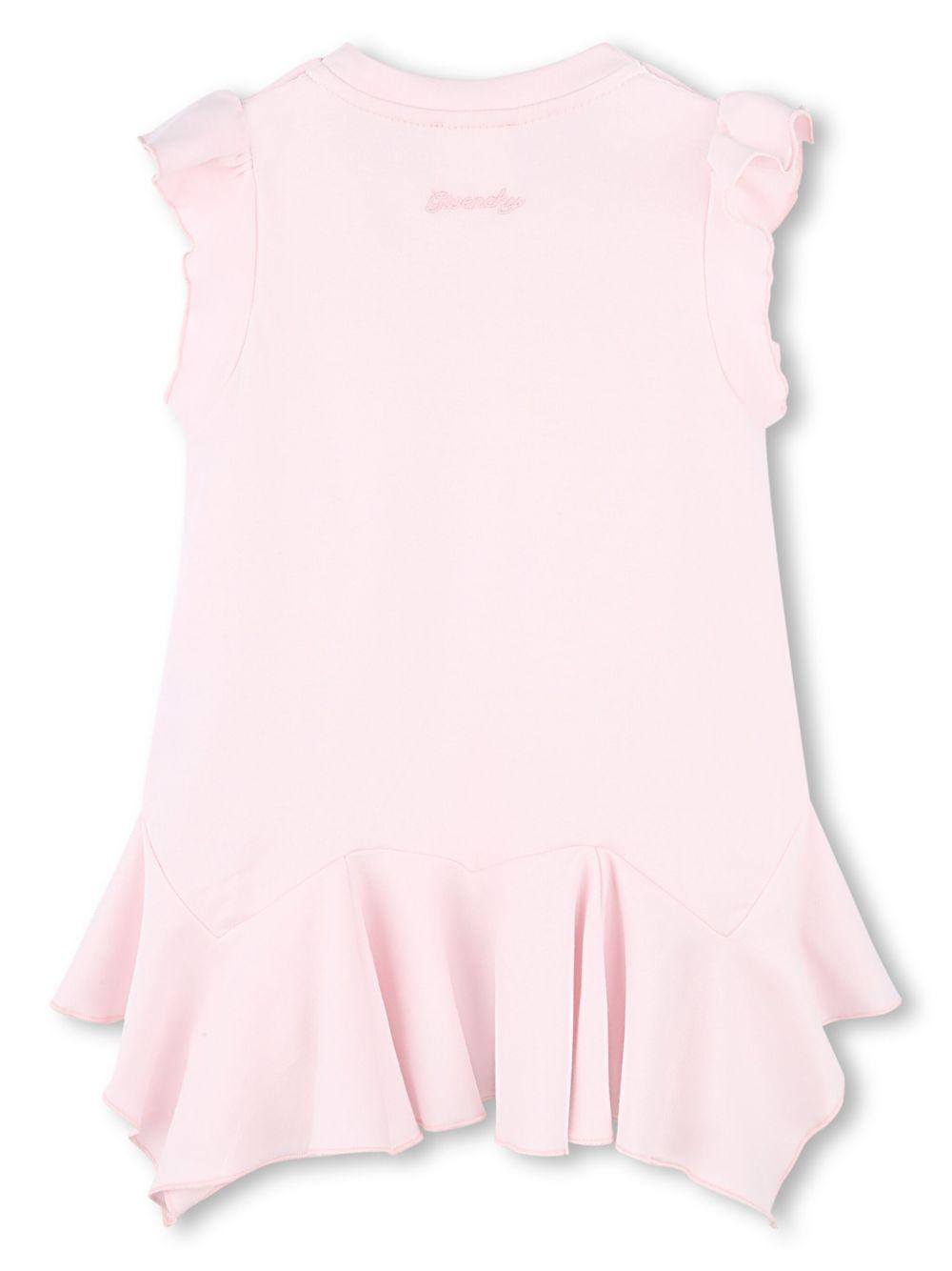 Abito rosa neonata con balze