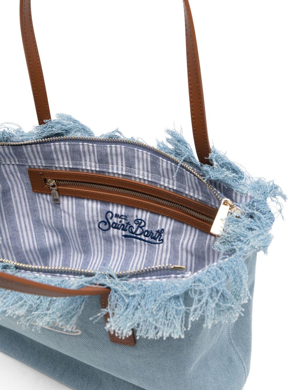 Borsa tote in denim con bordi sfrangiati CBMF001 01759L MC2 SAINT BARTH 