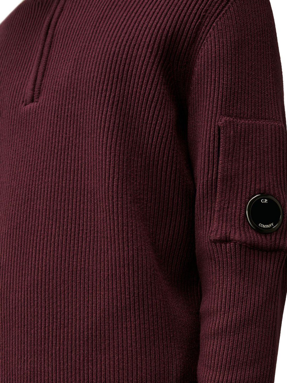 Maglione a coste viola mezza zip 17CMKN185A006608A 790 CP COMPANY 