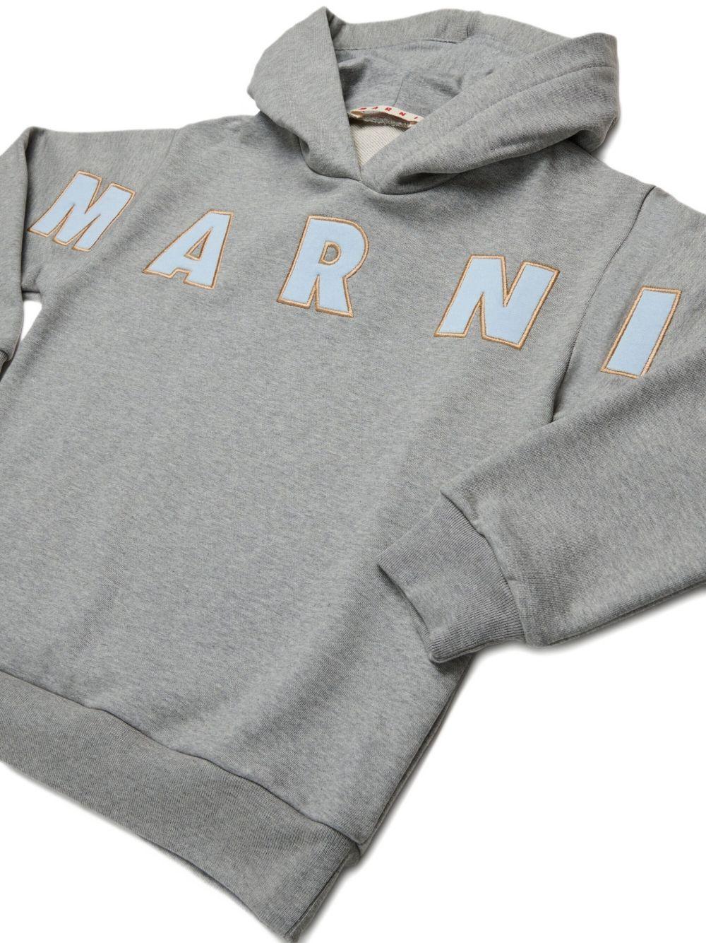 Felpa grigia con cappuccio e logo stampato M01266M00V0 0M923 MARNI KIDS 