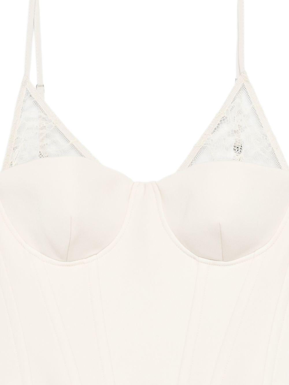 Top bustier in poliestere avorio con dettagli pizzo 8C0830A6F5 W409 PATRIZIA PEPE 