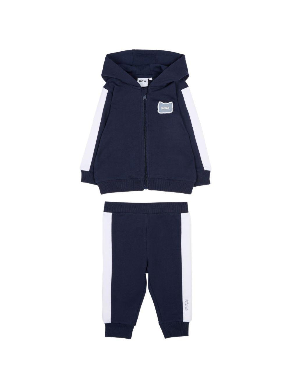 Tuta in cotone con felpa con cappuccio J53051 849 BOSS KIDSWEAR 
