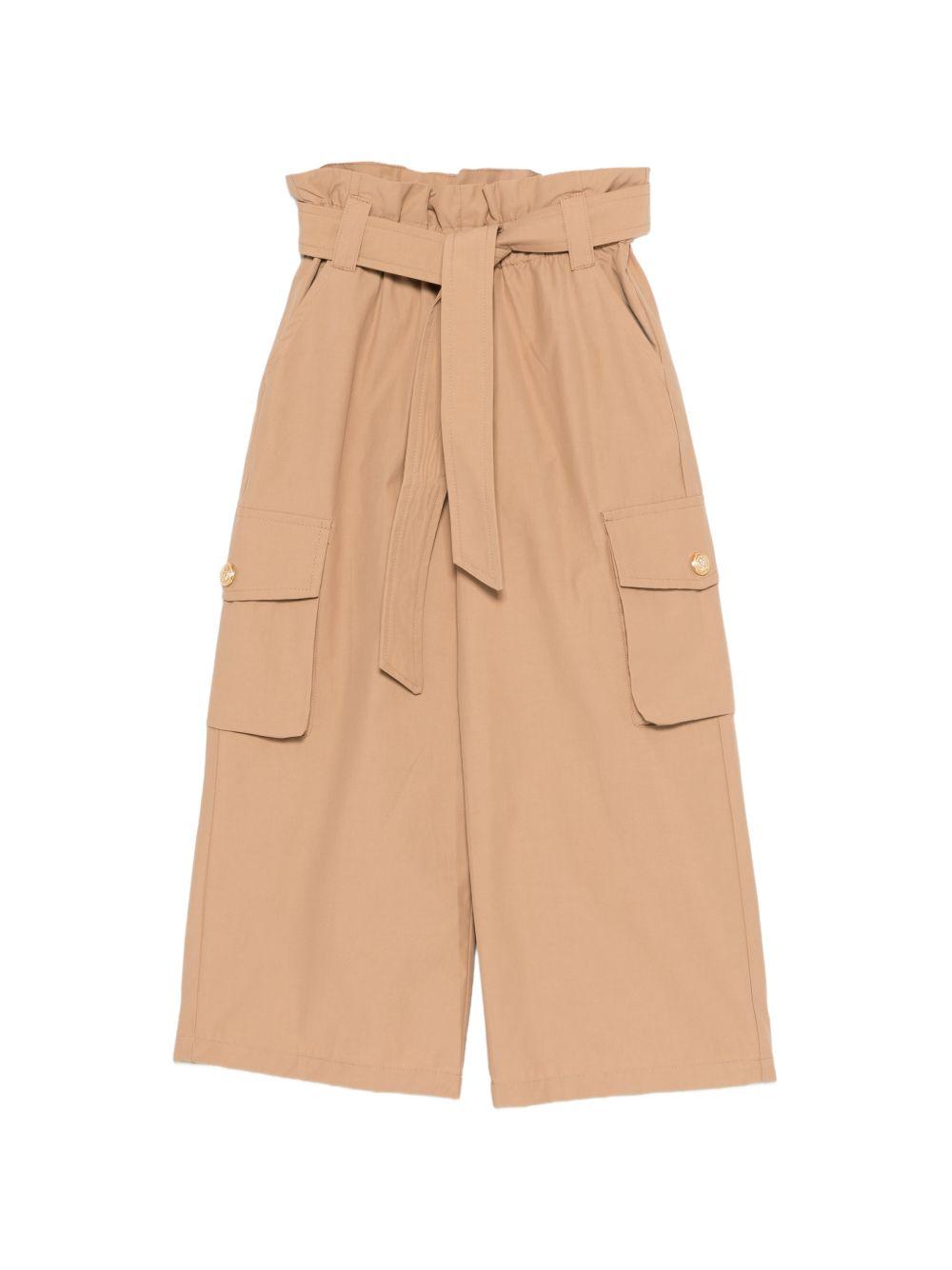 Pantaloni palazzo con cintura e tasche cargo BY6B90B0094 116 BALMAIN KIDS 