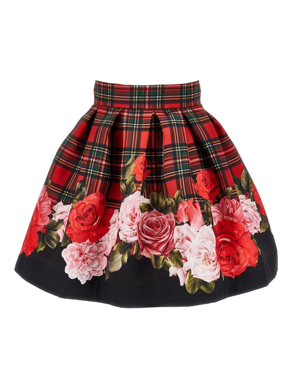 Gonna multicolore a quadri a vita alta 71F7016657 4350 MONNALISA KIDS 