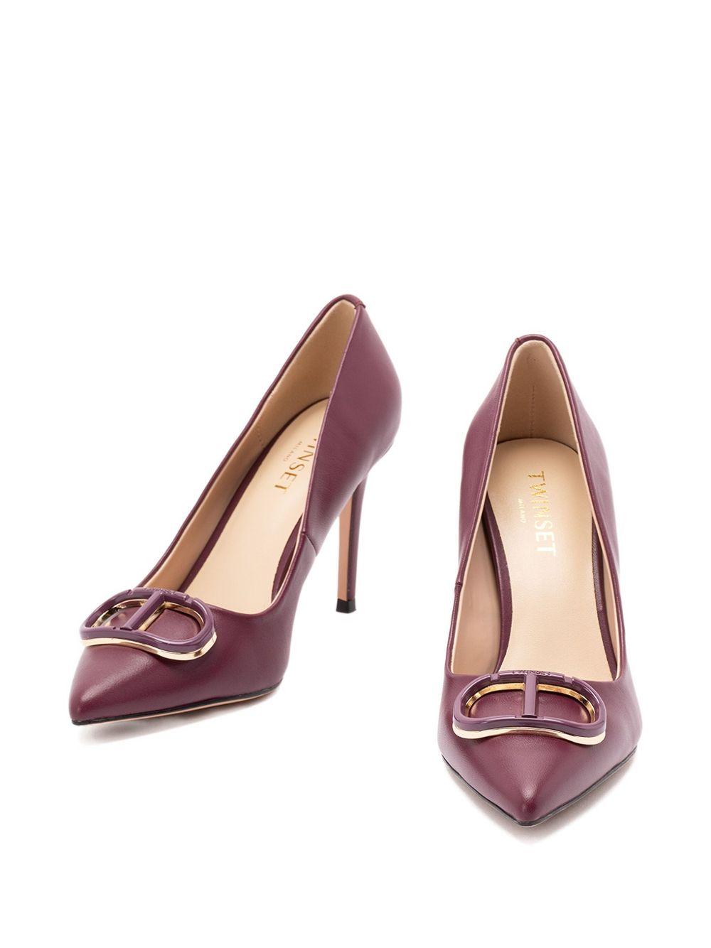 Pumps a Punta Borgogna con Logo Oro 252TCP032 05609 TWINSET 
