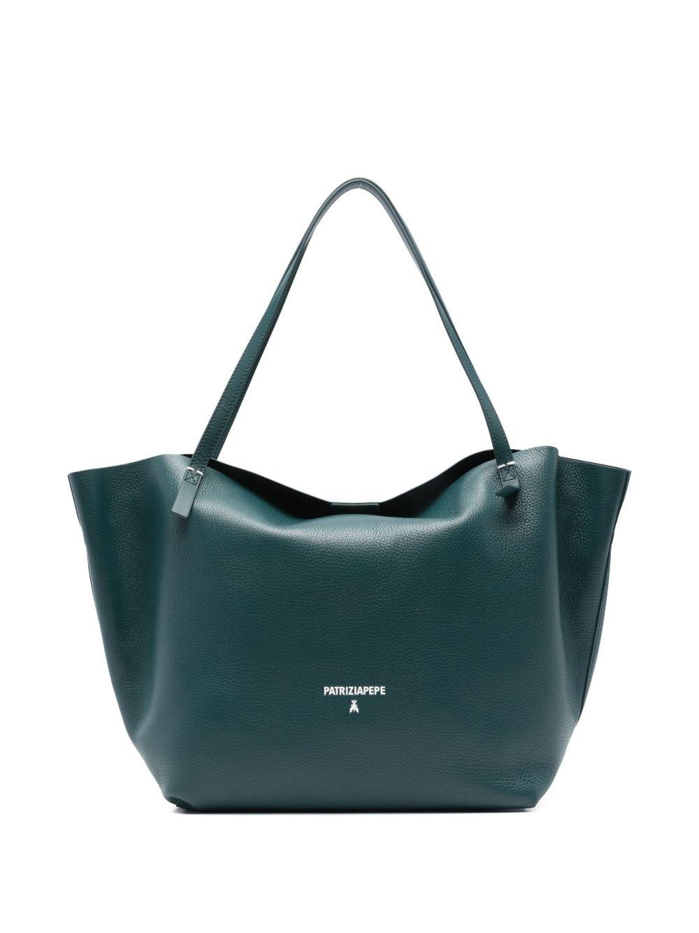 Borsa verde con logo e dettagli argento 2B0130L148 G619 PATRIZIA PEPE 