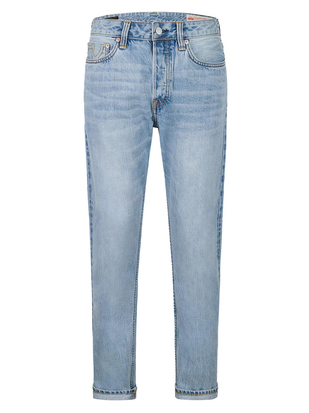 Jeans denim chiaro con logo gabbiano spray bianco