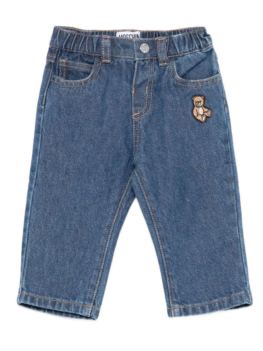 Jeans Blu con Ricamo Orsetto MMP04ZL0E29 40335 MOSCHINO KIDS 