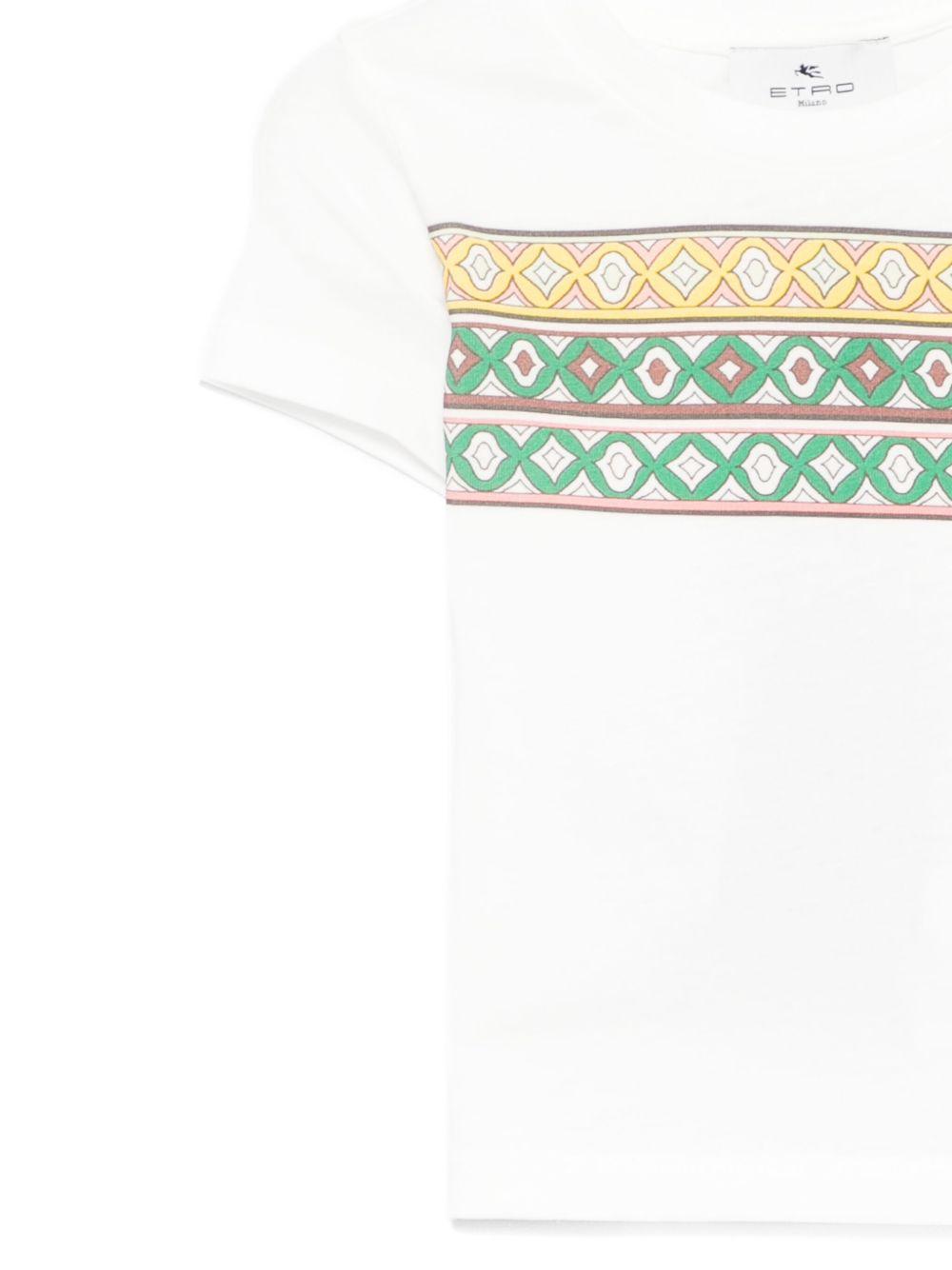 T-shirt avorio con banda fantasia centrale neonato