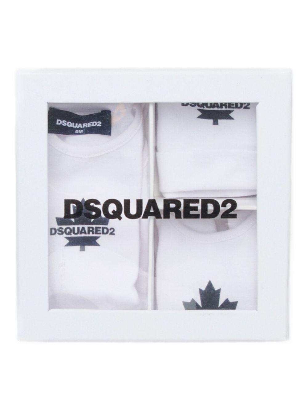 Tutina bianca con logo set 3 pezzi DQ3114D0A8U DQ100 DSQUARED KIDS 