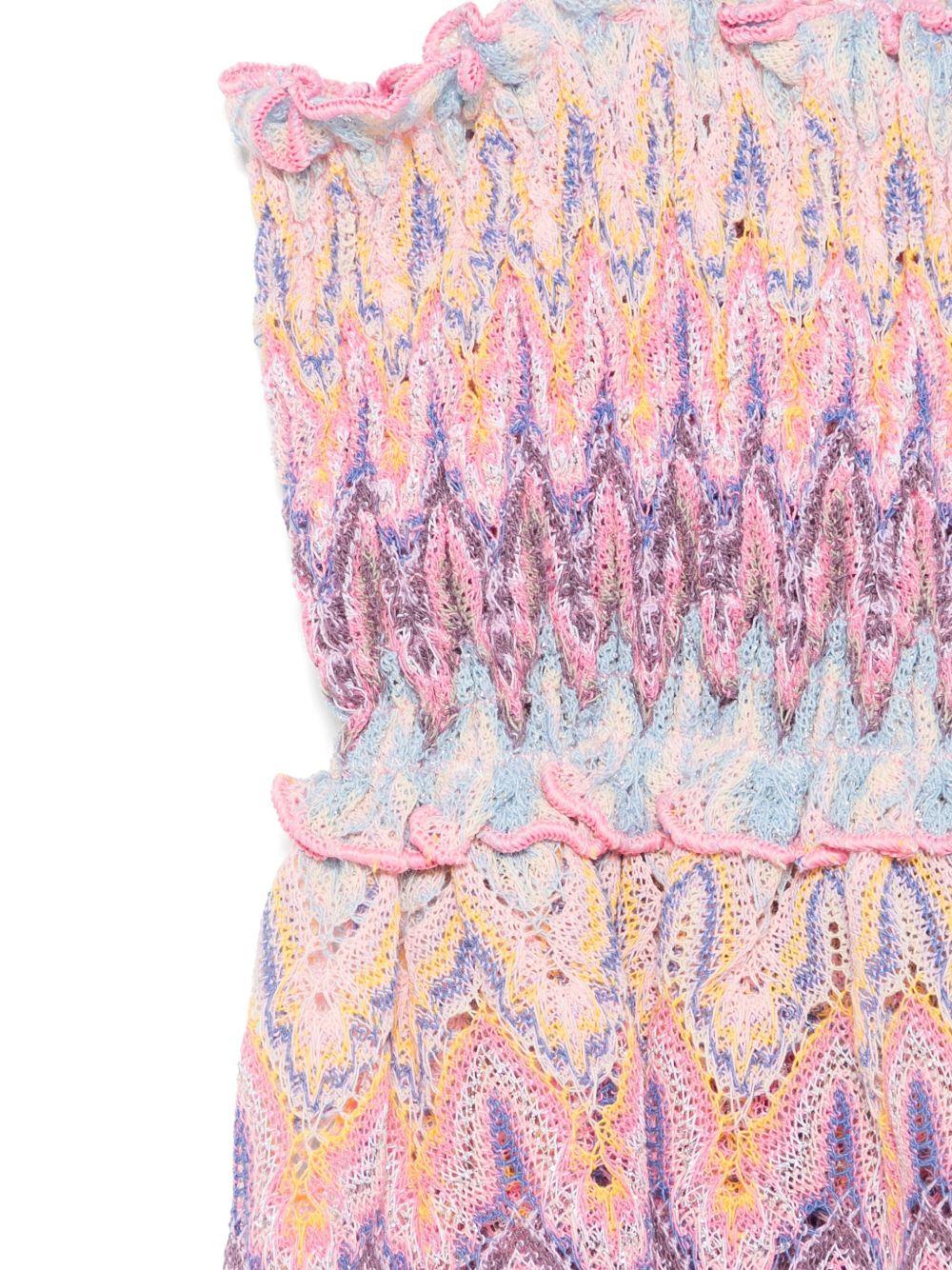 Copricostume irmine in maglia traforata rosa