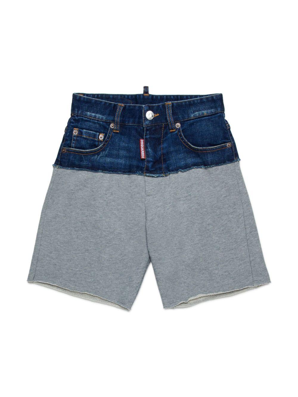 Bermuda in denim e cotone grigio