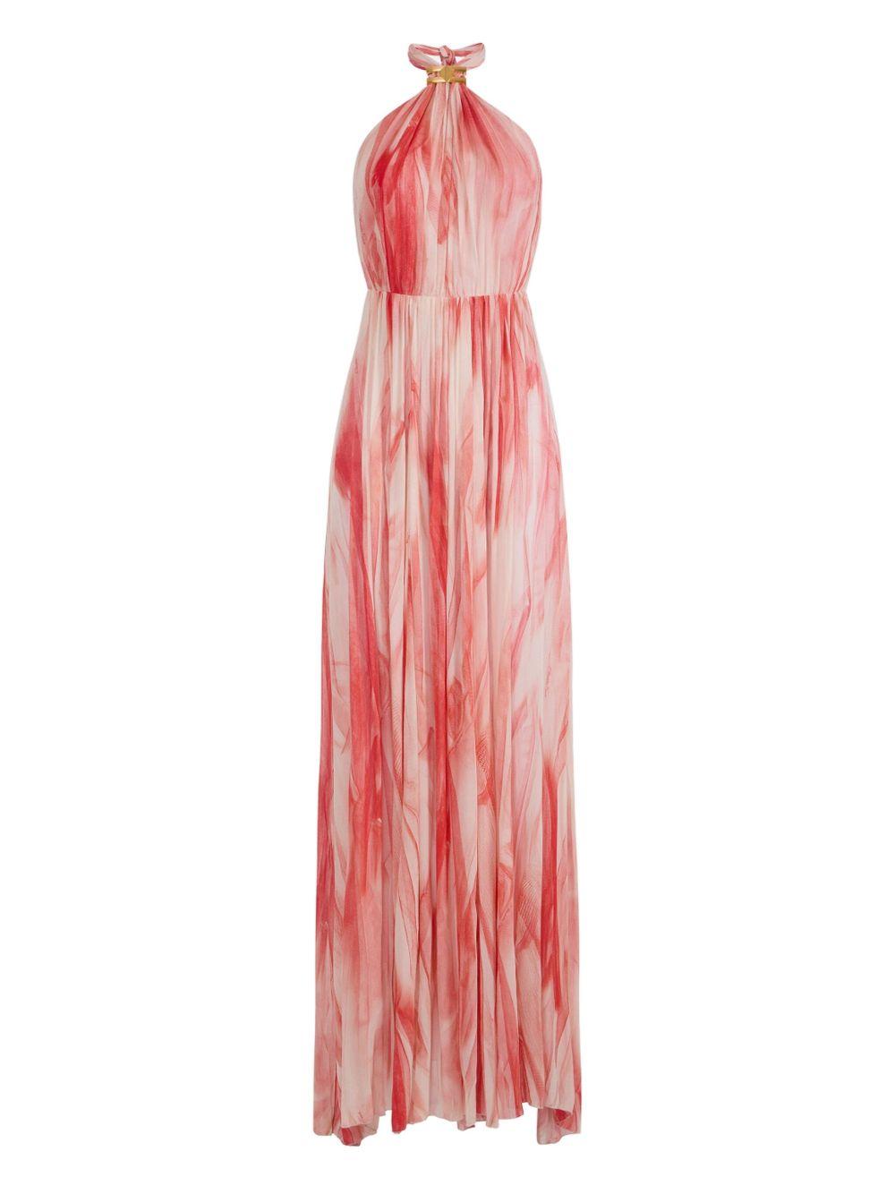 Abito Red Carpet in viscosa con stampa tulle rosso