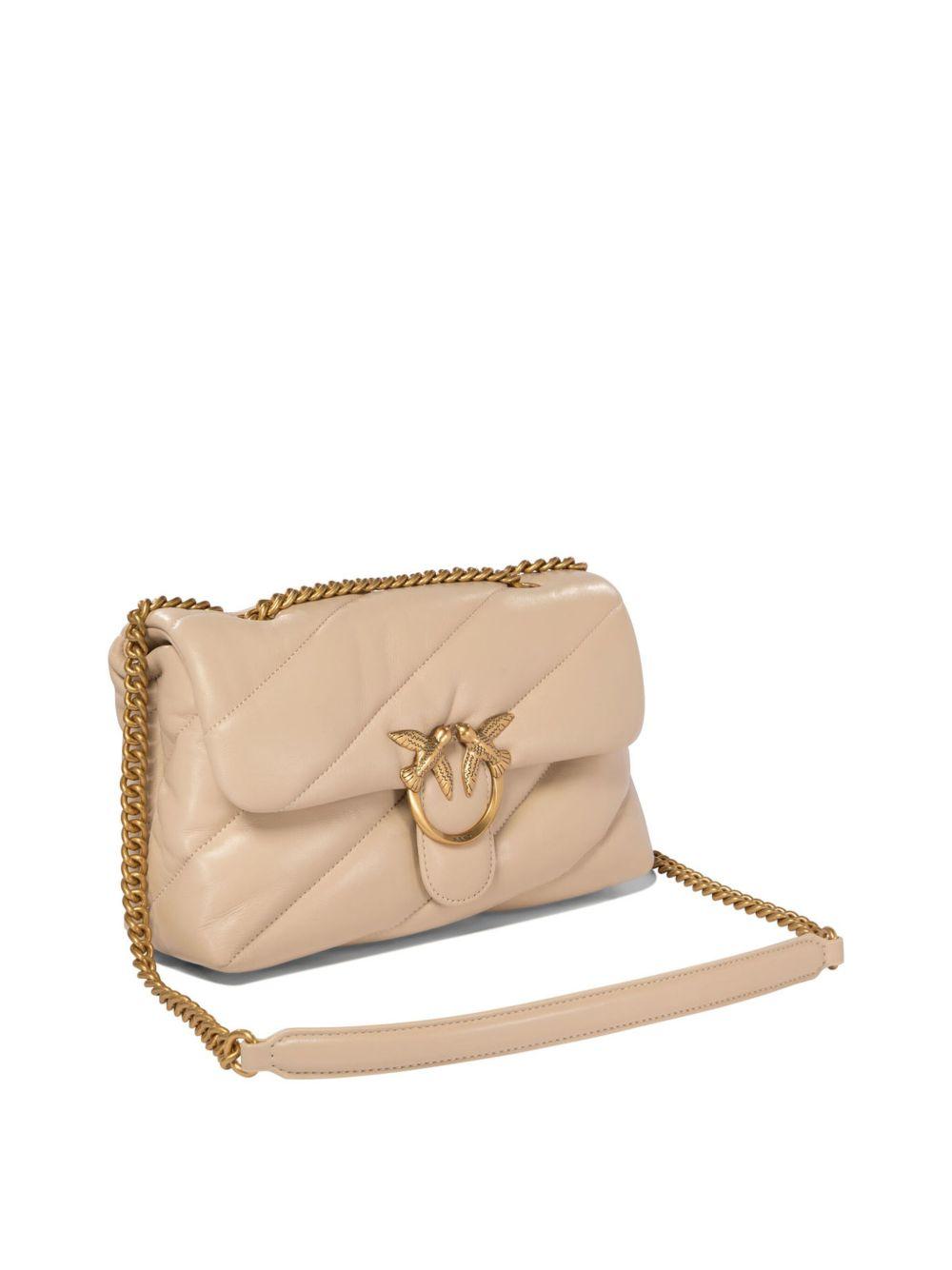 Borsa a Spalla Imbottita in Pelle con Dettagli Oro 100038A0F2 C50Q PINKO 