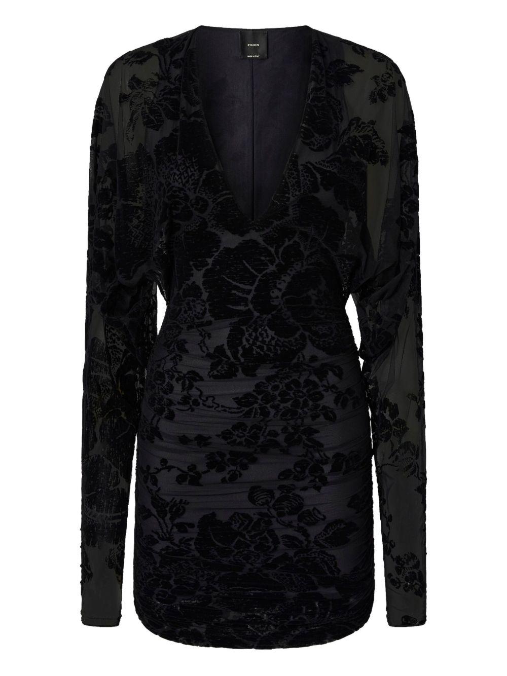 Abito con motivo floreale e scollo a V 105624A2QD ZD0 PINKO 