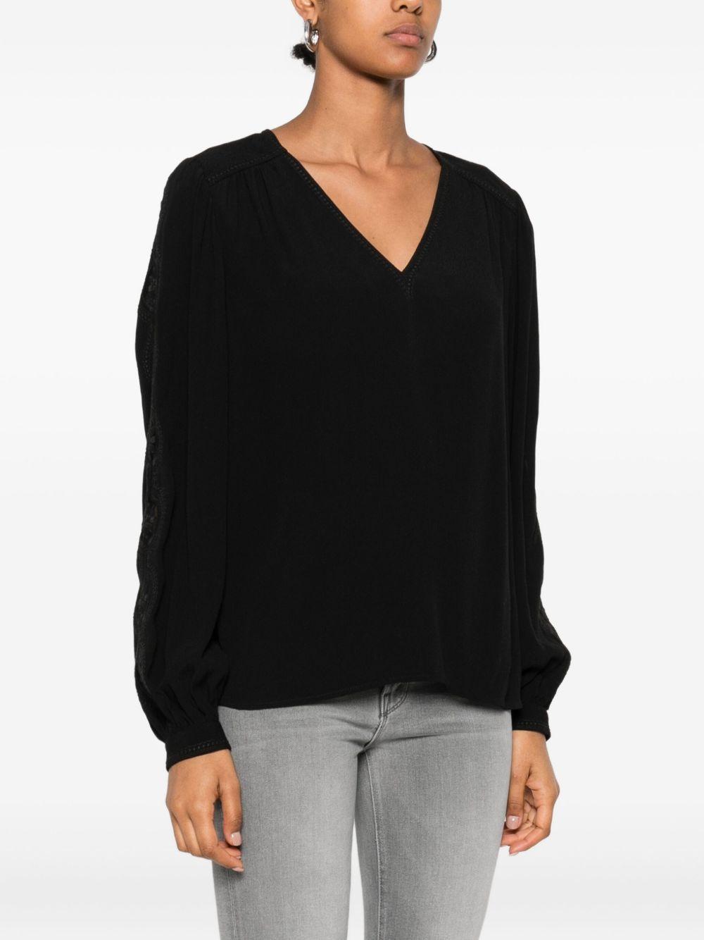 Top Donna Nero con Scollo a V e Maniche a Palloncino 252TP2151 00006 TWINSET 