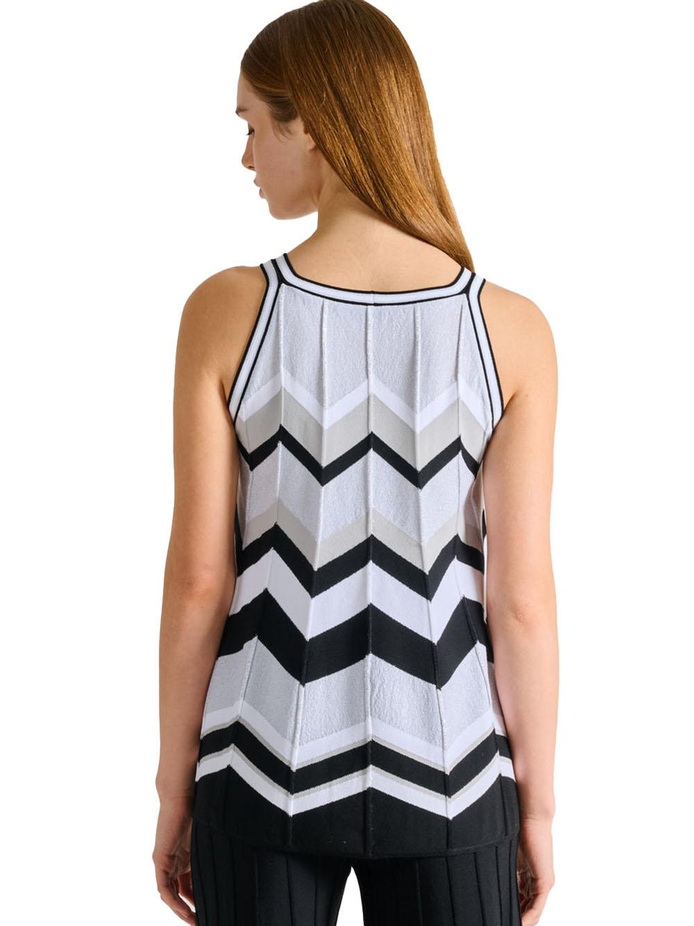 Top fantasia chevron nero/grigio