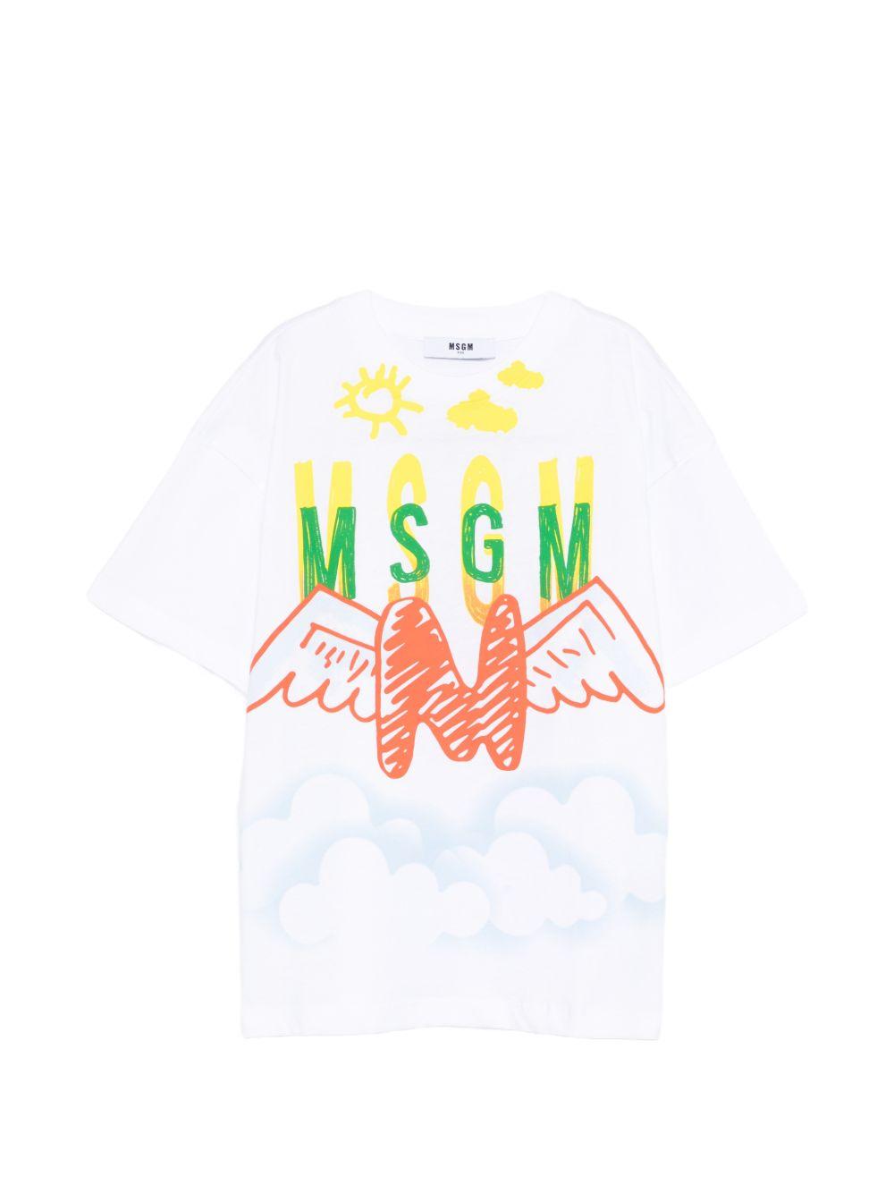 T-shirt con stampa logo multicolor S6MSJBTH233 001 MSGM KIDS 