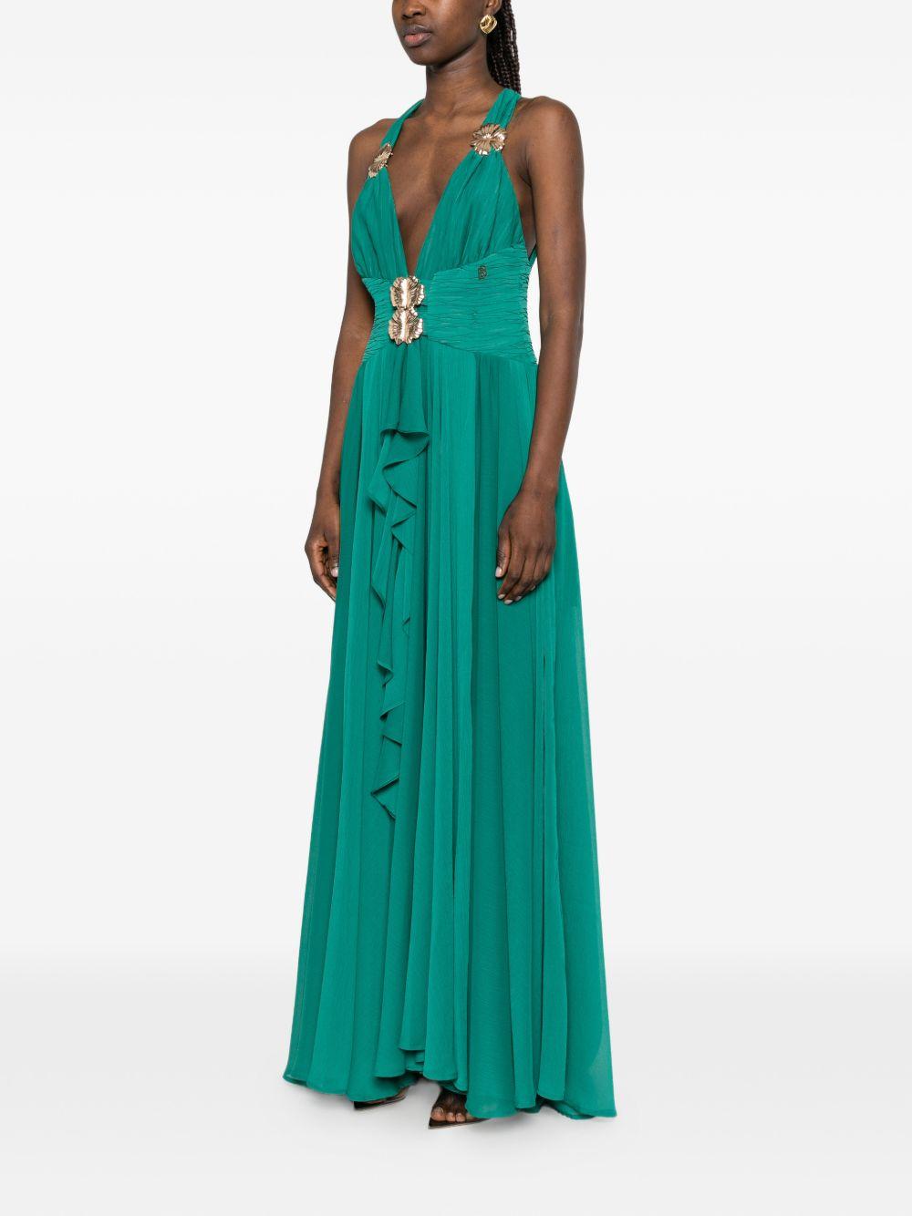 Abito lungo in poliammide scollo halter WS00901 VERDE BABYLON COLLECTION 