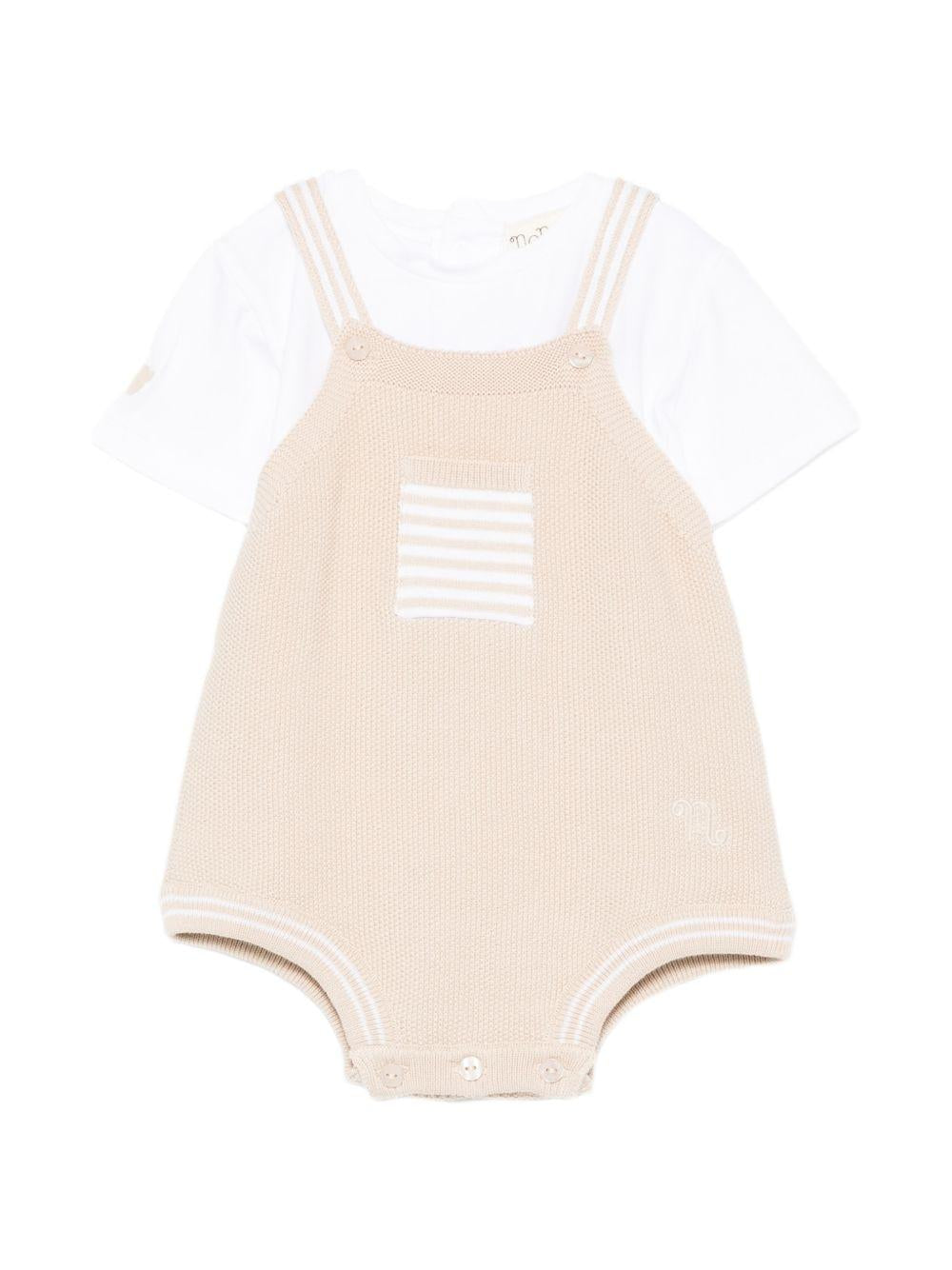 Body in cotone biologico con spalline multiple E26004 BEIGE NANAN KIDS 