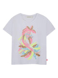 T-shirt con unicorno in paillettes multicolor