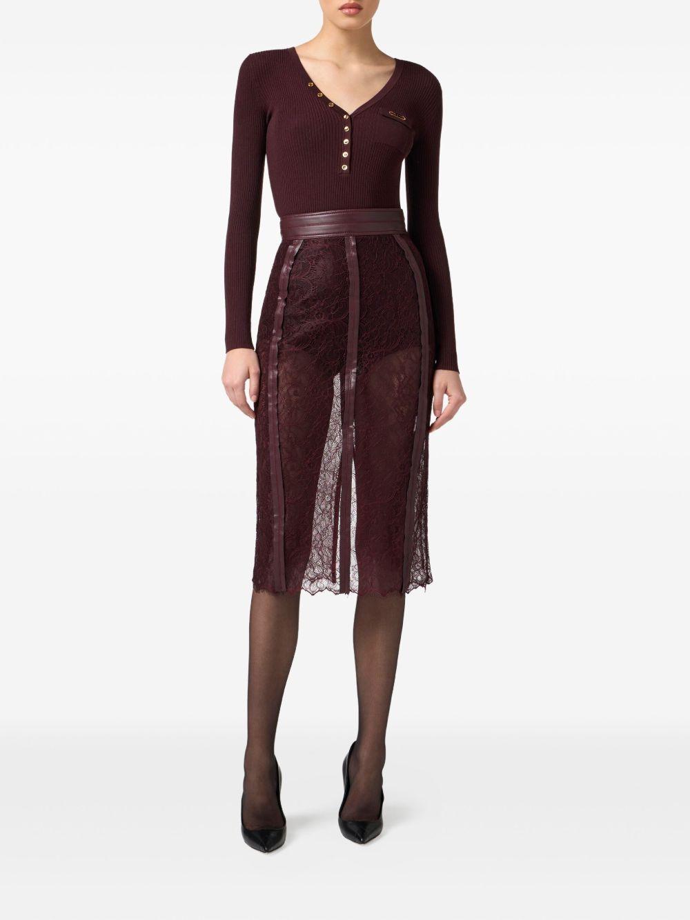 Top a Coste con Scollo a V MK12B56E2 EA4 ELISABETTA FRANCHI 