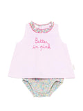 Completo abito con culotte a righe