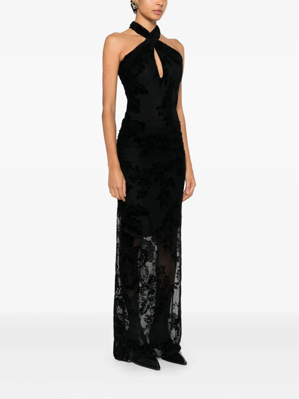 Abito a fiori con scollo allamericana - Preludio Moda