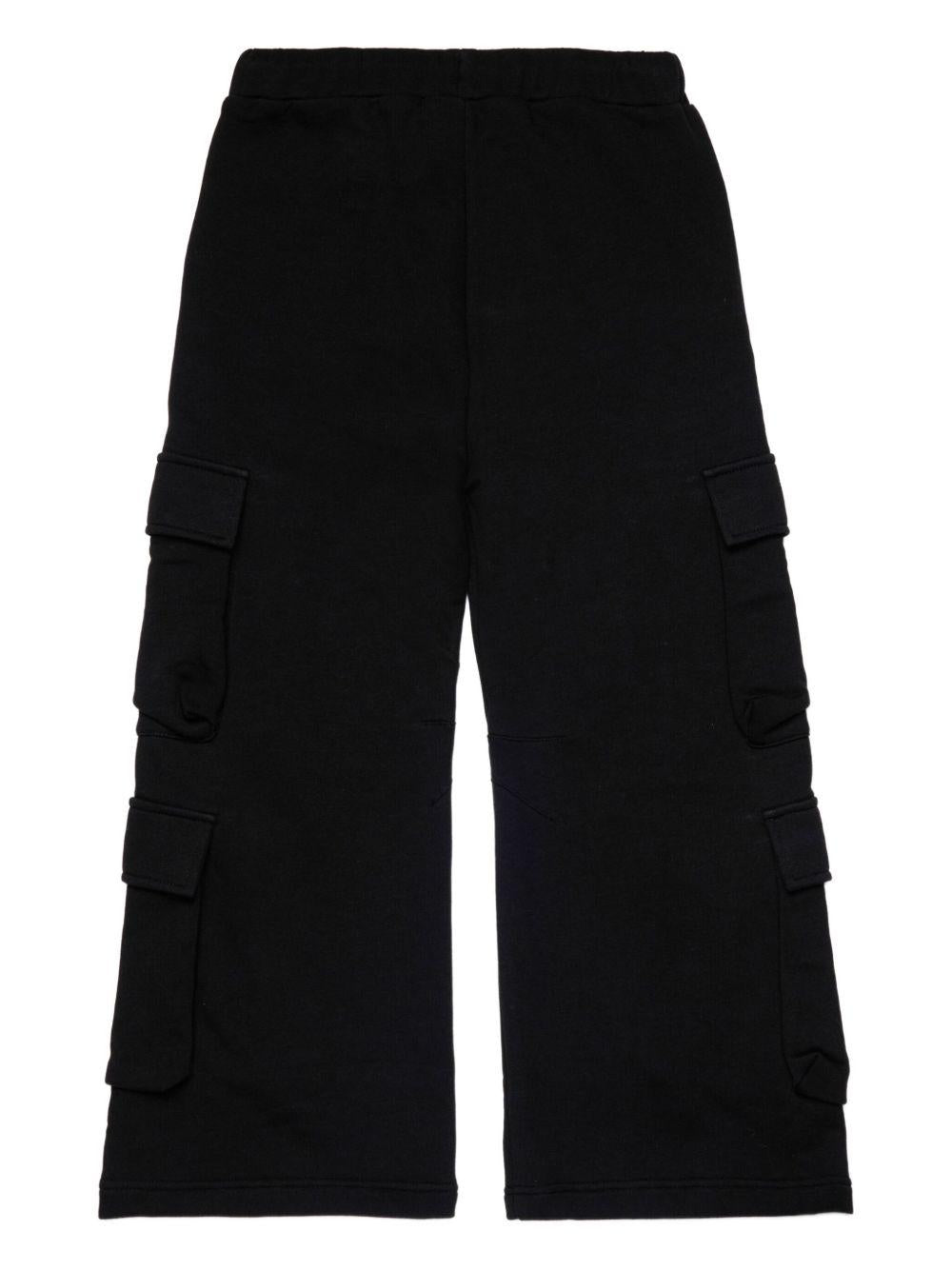 Pantaloni Neri in Cotone con Gamba Ampia J02411KYAU6 K900 DIESEL KIDS 