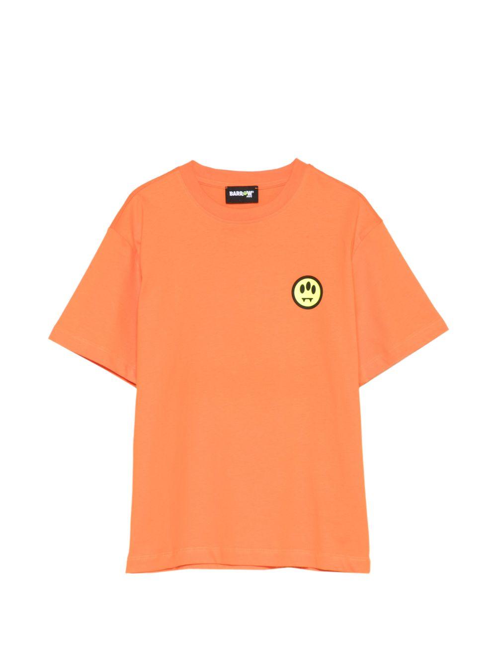 T-shirt in cotone con smiley patch S6BKJUTH006 BW315 BARROW KIDS 