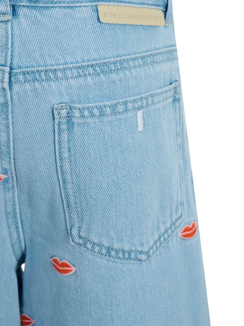 Jeans in Cotone Biologico con Ricamo Labbra TX6D10Z3112 626EM STELLA MCCARTNEY KIDS 