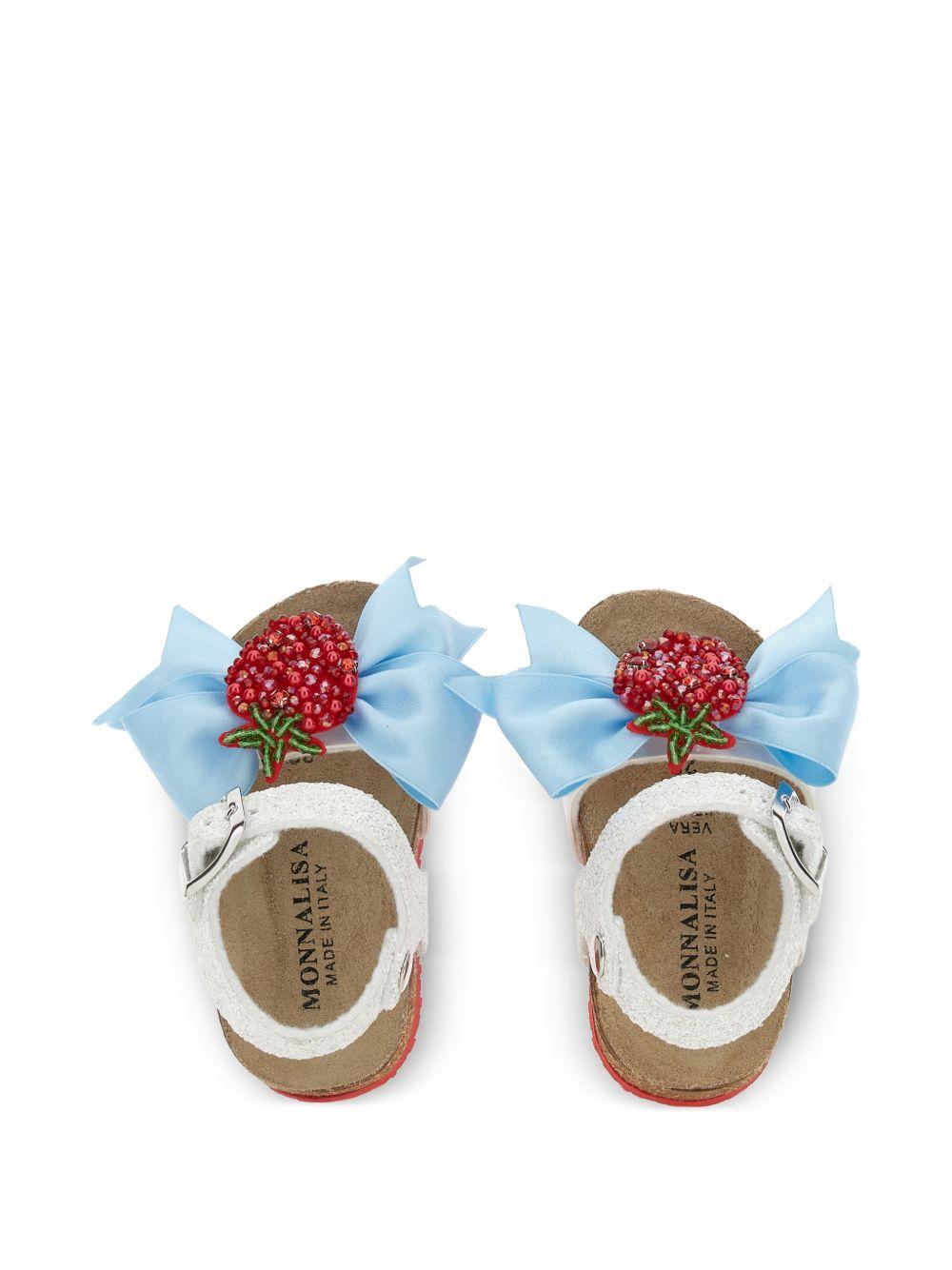 Sandali in pelle scamosciata con fragole 83G0077708 9944 MONNALISA KIDS 