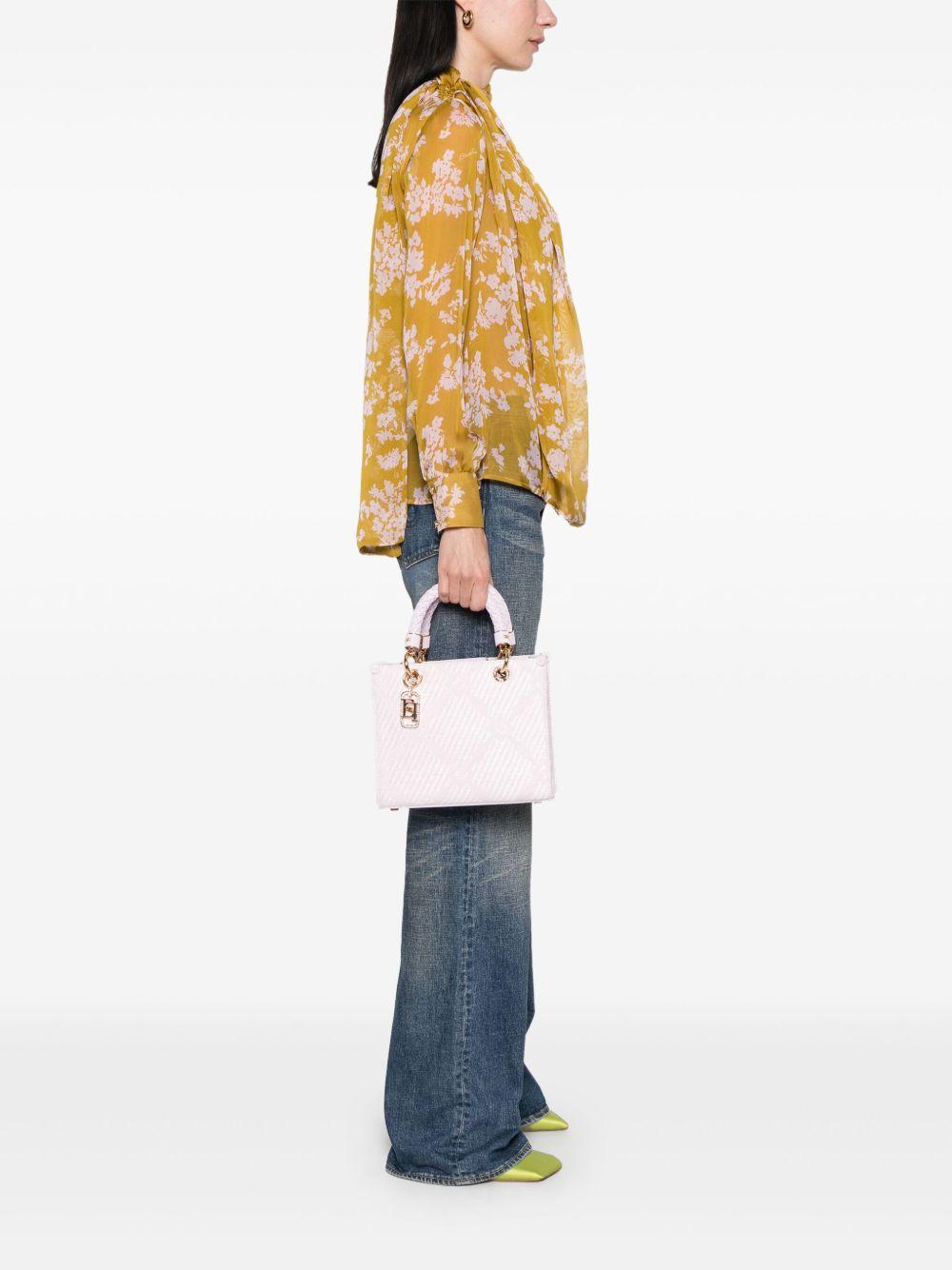 Borsa Tote piccola in jacquard con charms quarzo