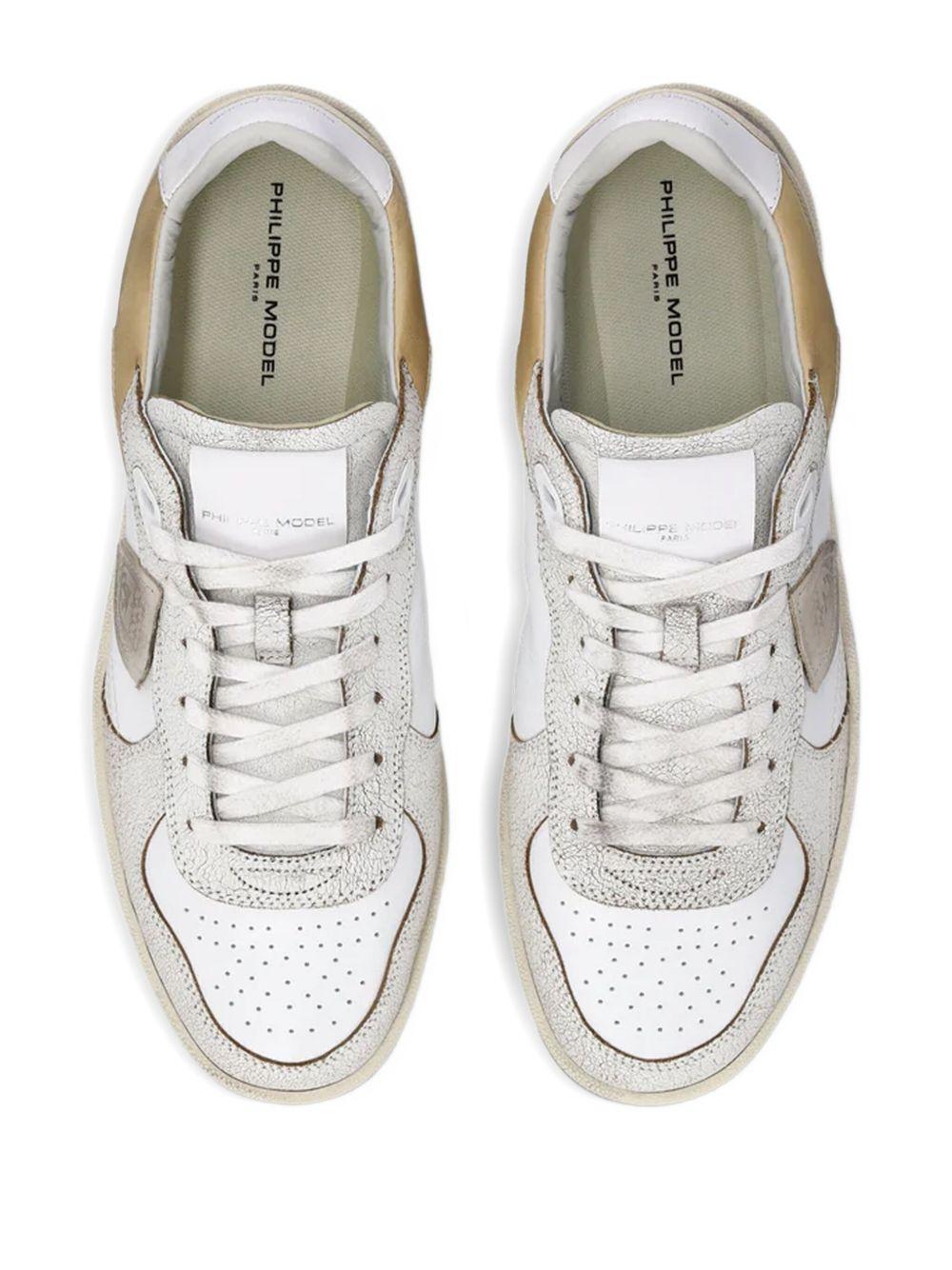 Scarpe da Ginnastica con Pannelli in Pelle Bianco PGLUVC01 BIANCOBEIGE PHILIPPE MODEL 